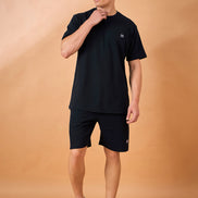 Men Navy Solid Regular Fit T-Shirt