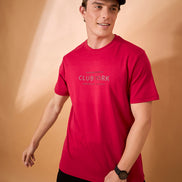 Men Red Print Regular Fit T-Shirt