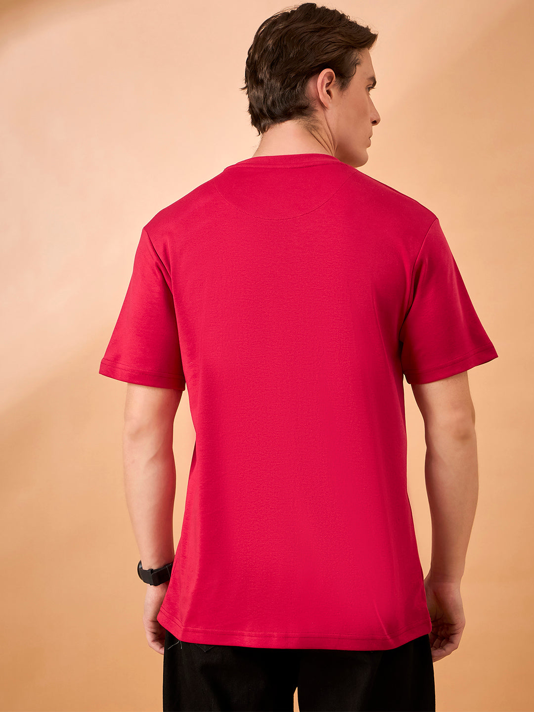 Men Red Print Regular Fit T-Shirt