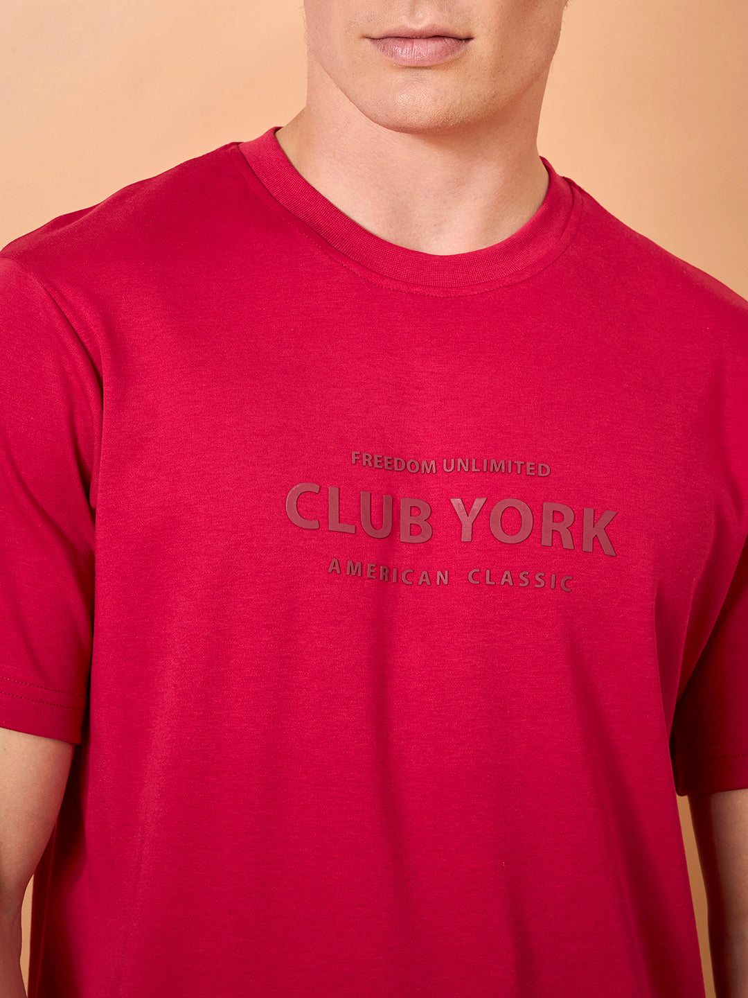 Men Red Print Regular Fit T-Shirt