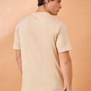 Men Beige Print Regular Fit T-Shirt