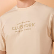 Men Beige Print Regular Fit T-Shirt