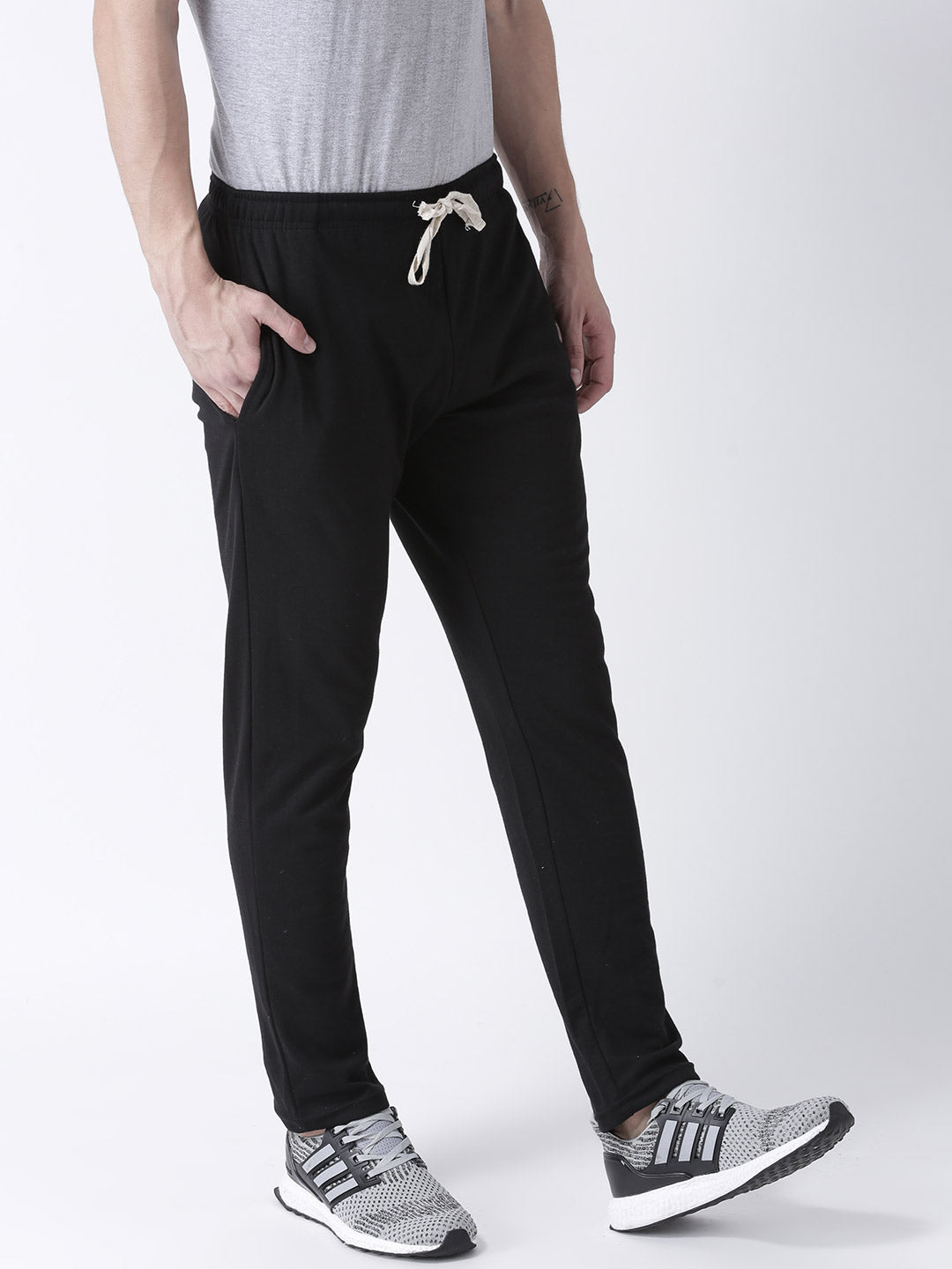 Black Solid Track Pant
