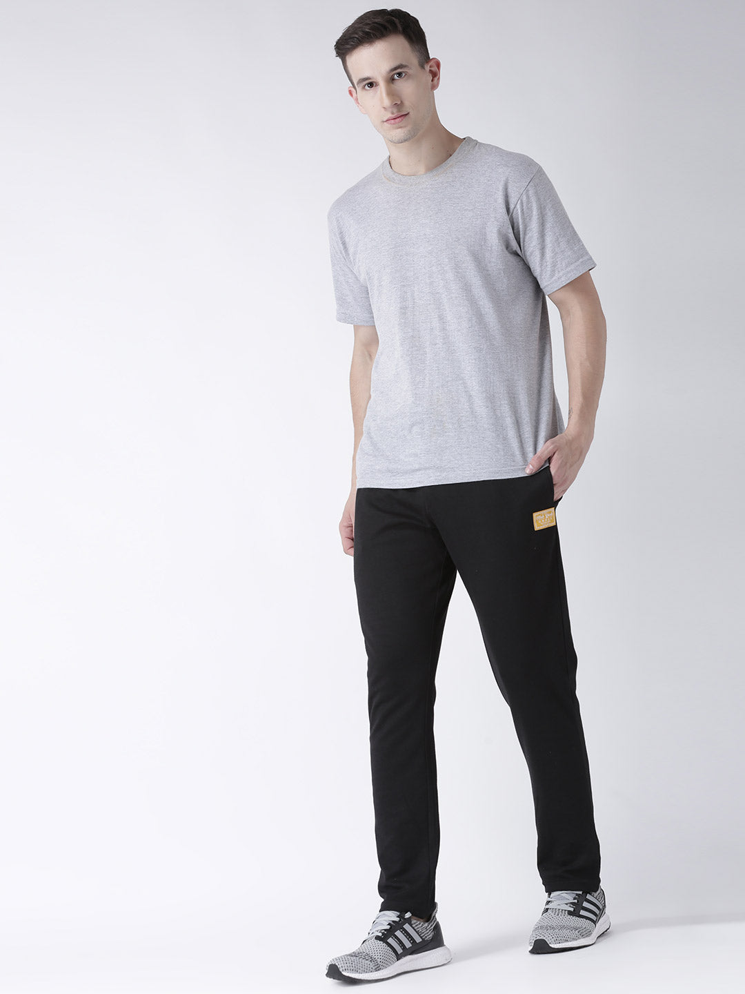Black Solid Track Pant