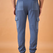 Men Blue Solid Regular Fit Trackpant