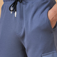 Men Blue Solid Regular Fit Trackpant