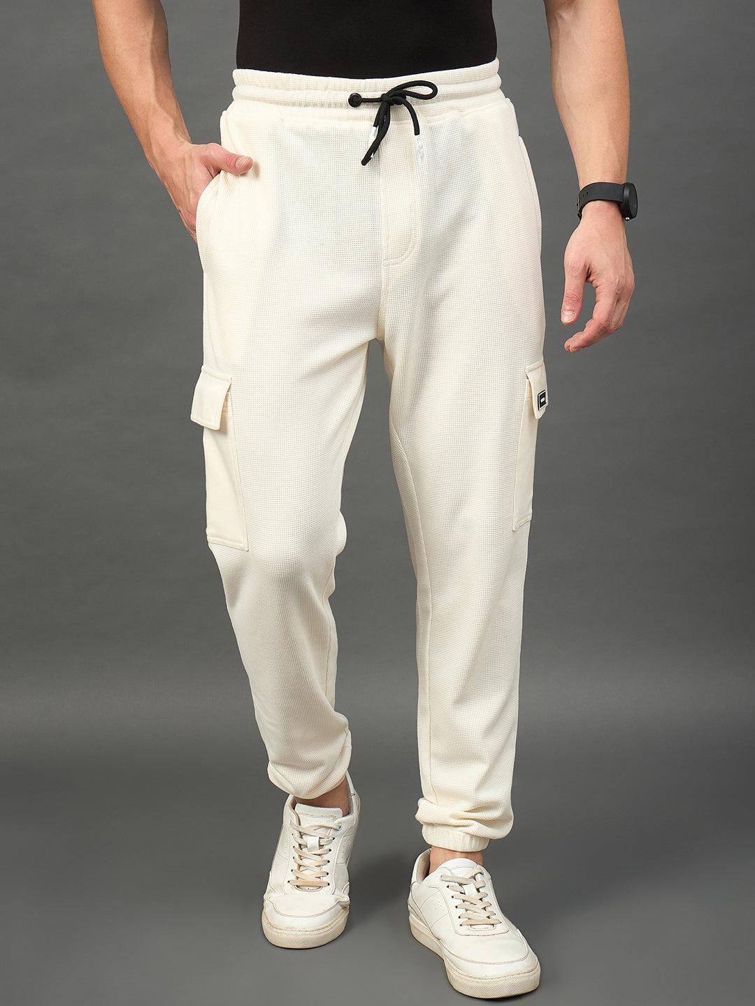 Off White Solid Jogger