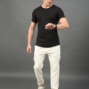 Off White Solid Jogger