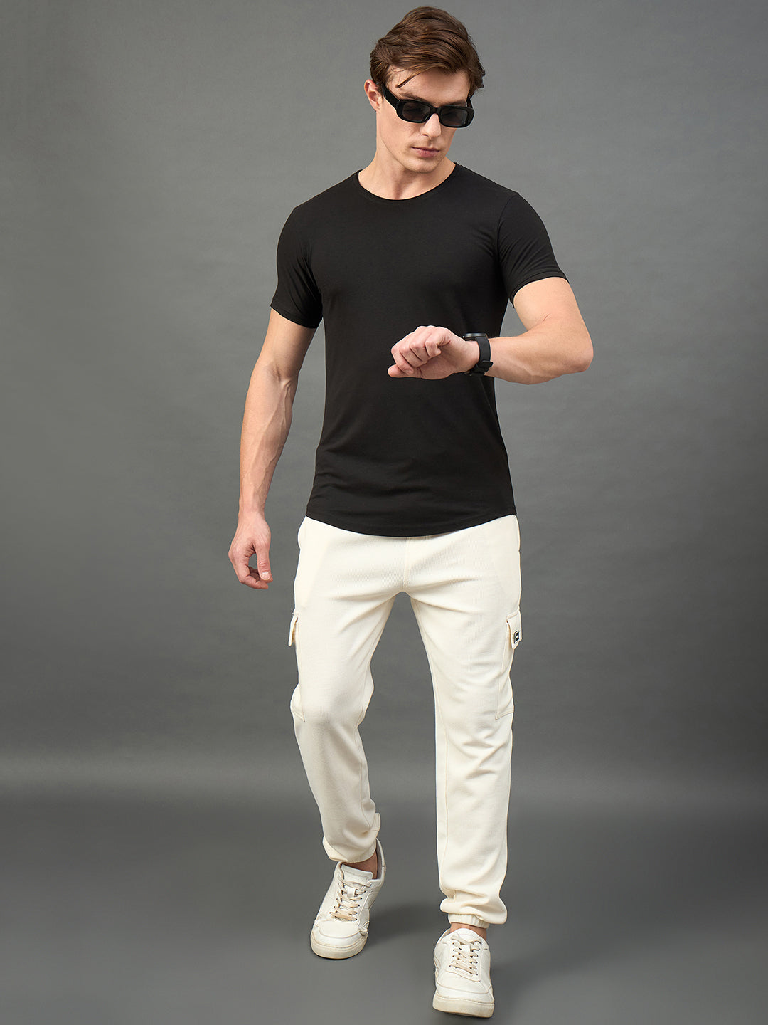 Off White Solid Jogger