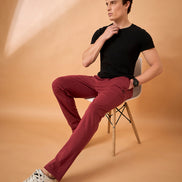 Men Wine Solid Regular Fit Trackpant