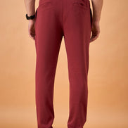 Men Wine Solid Regular Fit Trackpant