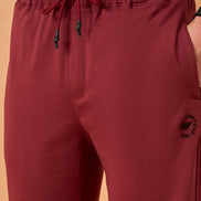 Men Wine Solid Regular Fit Trackpant