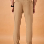 Men Camel Solid Regular Fit Trackpant