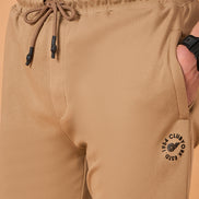 Men Camel Solid Regular Fit Trackpant