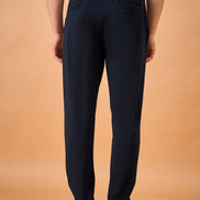 Men Navy Solid Regular Fit Trackpant