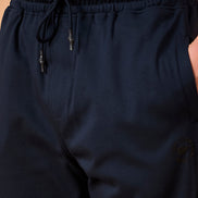 Men Navy Solid Regular Fit Trackpant