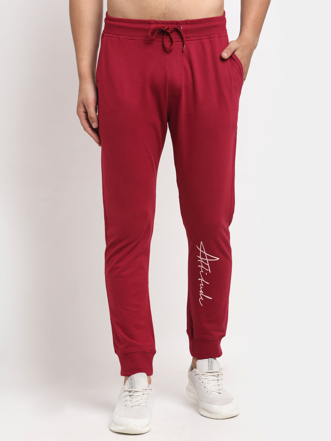 Wine Printed Track Pant
