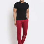 Wine Printed Track Pant