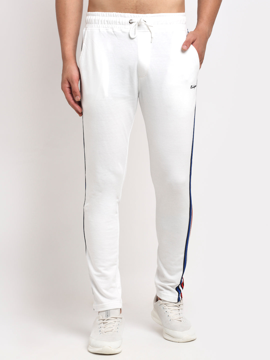 White Side Piping Solid Track Pant