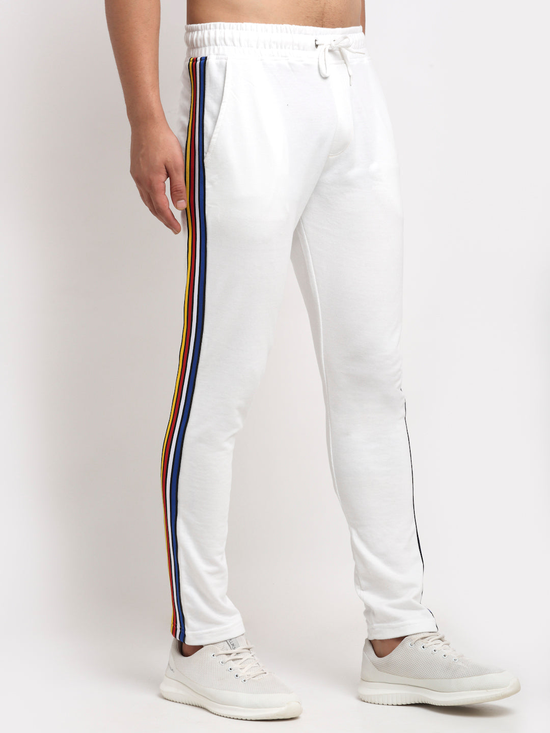White Side Piping Solid Track Pant