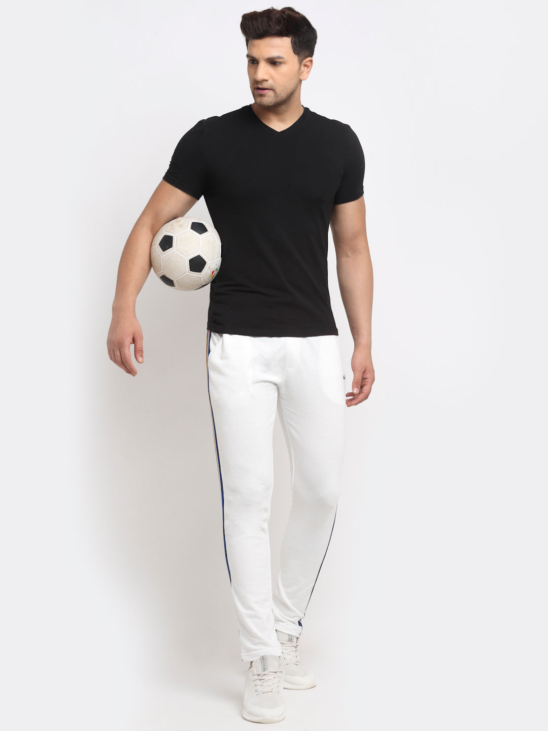 White Side Piping Solid Track Pant