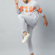 Light Grey Printed Track Pant