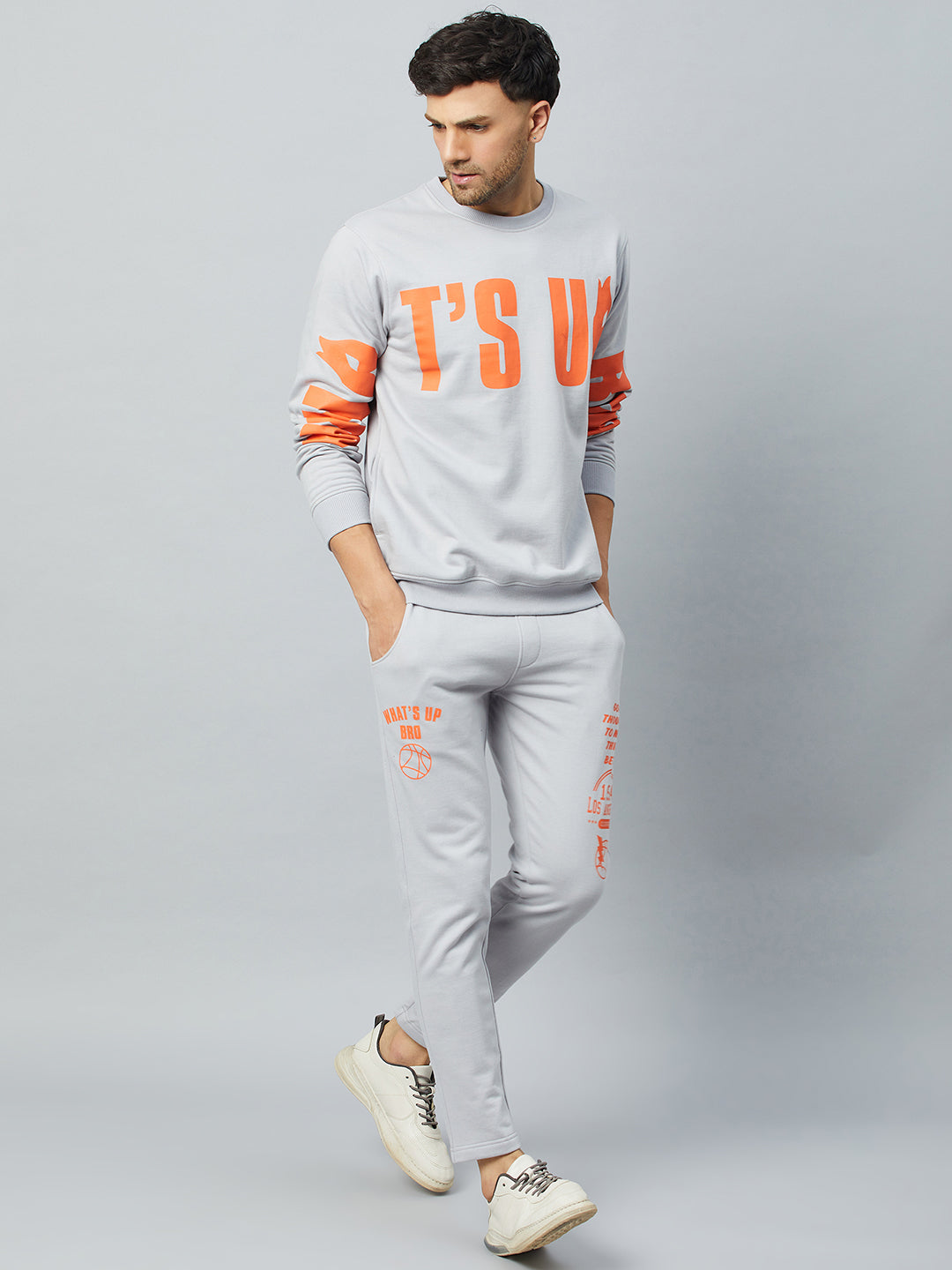 Light Grey Printed Track Pant