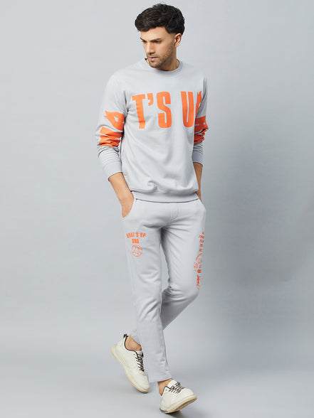 Light Grey Printed Track Pant