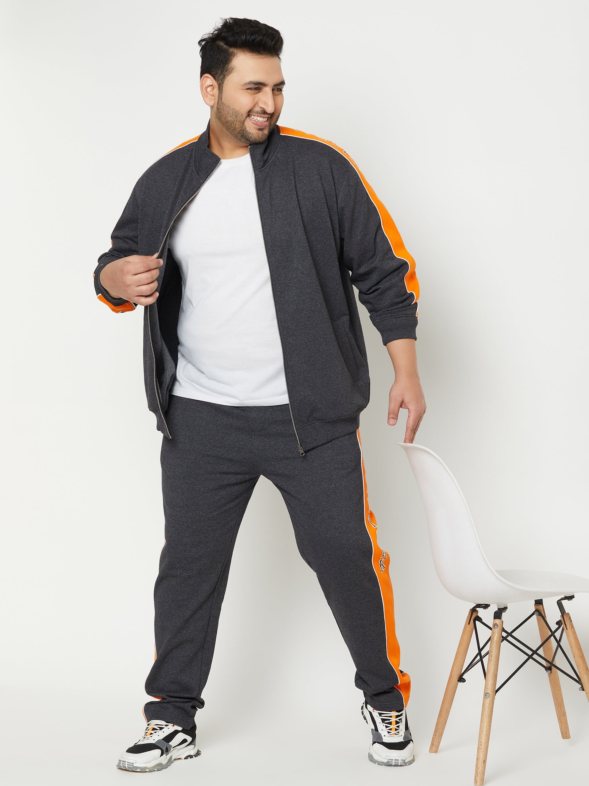 Anthra Melange Colorblocked Plus Size Track Pant