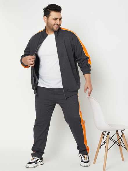 Anthra Melange Colorblocked Plus Size Track Pant