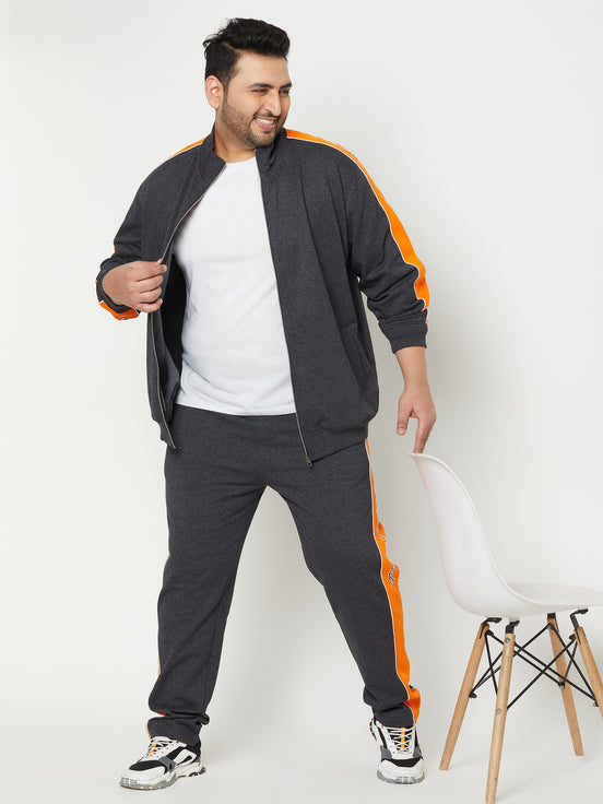 Anthra Melange Colorblocked Plus Size Track Pant