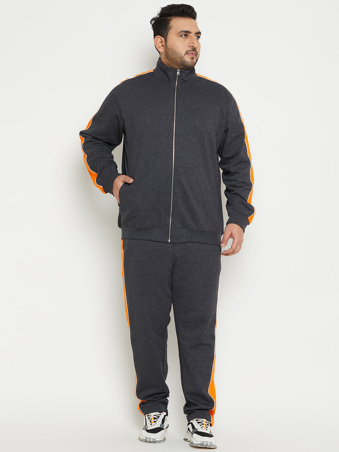 Anthra Melange Colorblocked Plus Size Track Pant