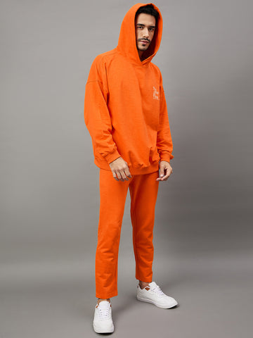 Orange Printed Plus Size Track Pant