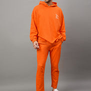 Orange Printed Plus Size Track Pant