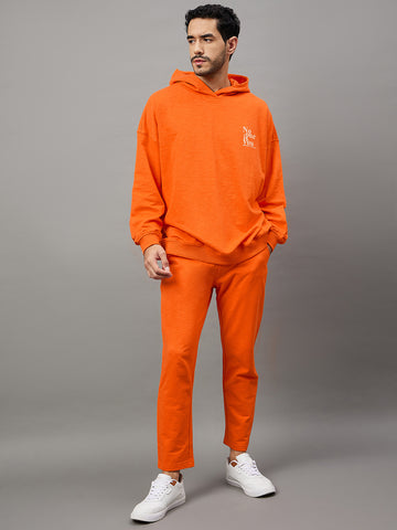 Orange Printed Plus Size Track Pant