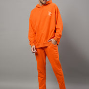 Orange Printed Plus Size Track Pant