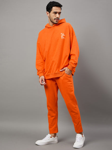 Orange Printed Plus Size Track Pant