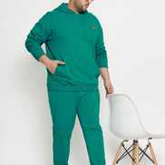 Green Solid Plus Size Track Pant