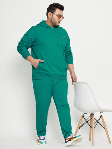 Green Solid Plus Size Track Pant