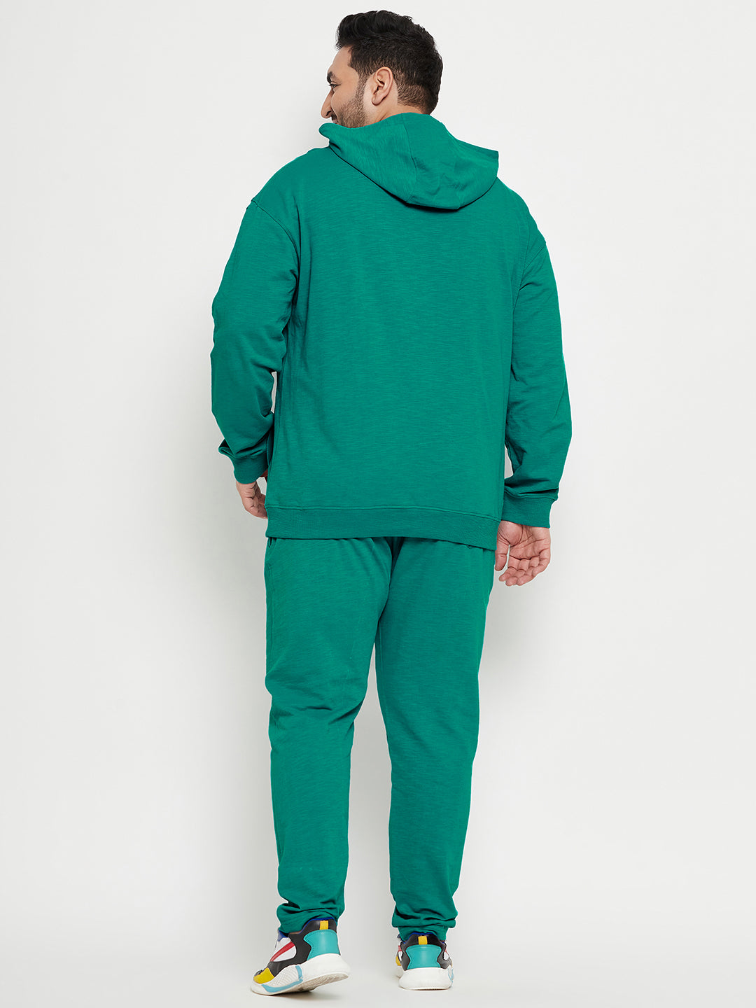 Green Solid Plus Size Track Pant