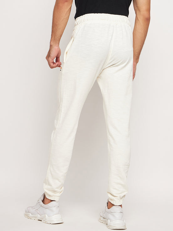 Off White Solid Track Pant