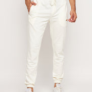 Off White Solid Track Pant