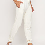 Off White Solid Track Pant