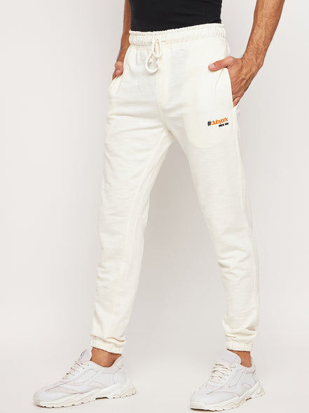 Off White Solid Track Pant