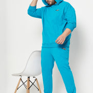 Blue Solid Plus Size Track Pant