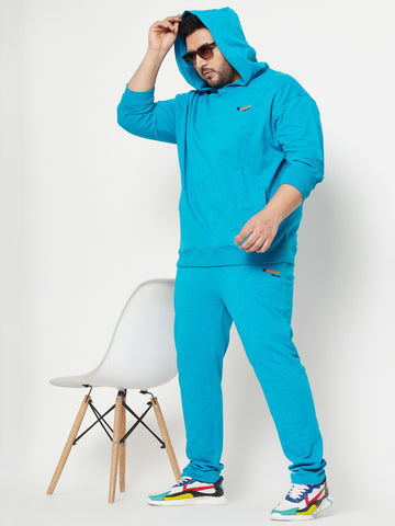 Blue Solid Plus Size Track Pant