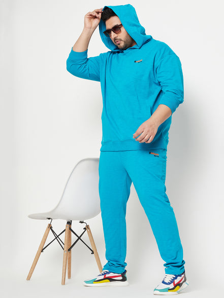 Blue Solid Plus Size Track Pant