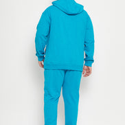 Blue Solid Plus Size Track Pant