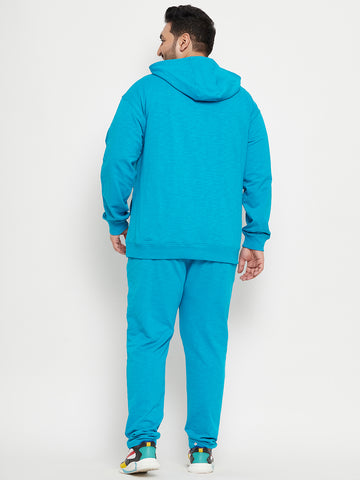 Blue Solid Plus Size Track Pant