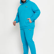 Blue Solid Plus Size Track Pant